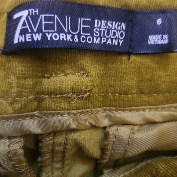 7th Avenue Chartreuse Corduroy Cotton Blend Paperbag pants Size 6 - Picture 2 of 3
